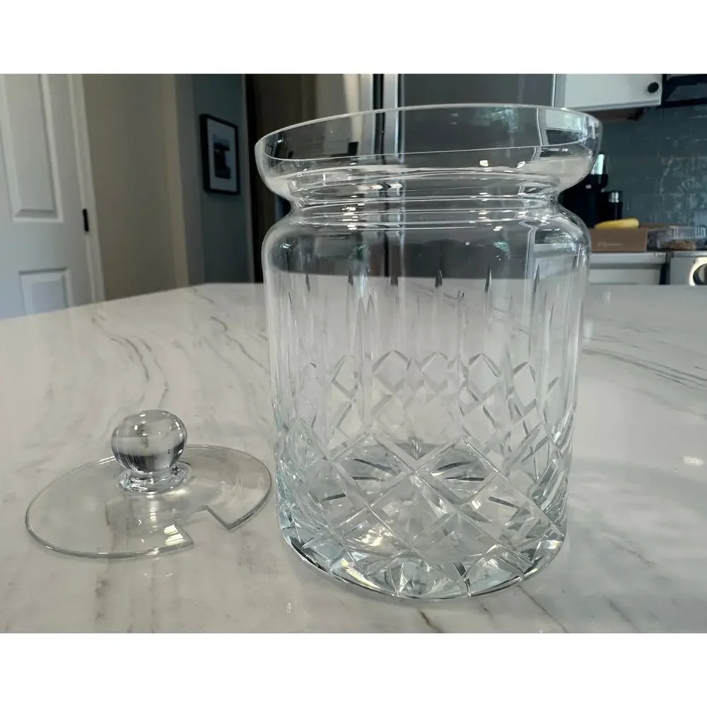 Vintage Hungarian Hand Cut Crystal Jam Honey Jar Lidded Ball Finial 4.5